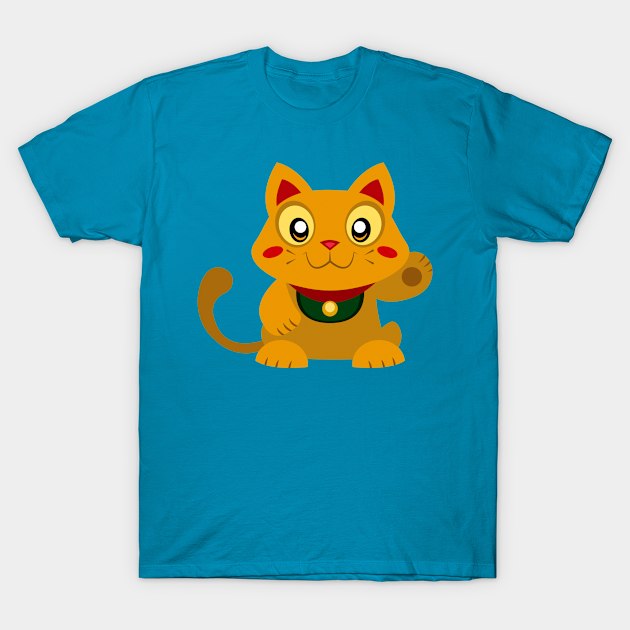 Gold Lucky Cat T-Shirt by xyabut2